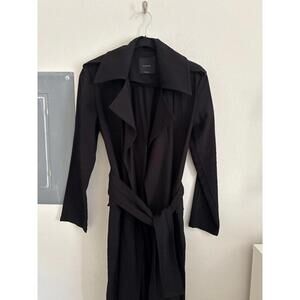 Elodie Black Wrap Belted Trench XS Jacket